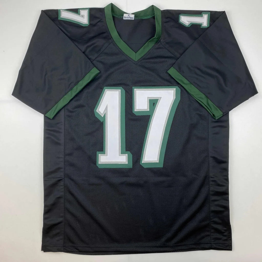 Black and green professional sports league custom jersey with number 17 for collectors