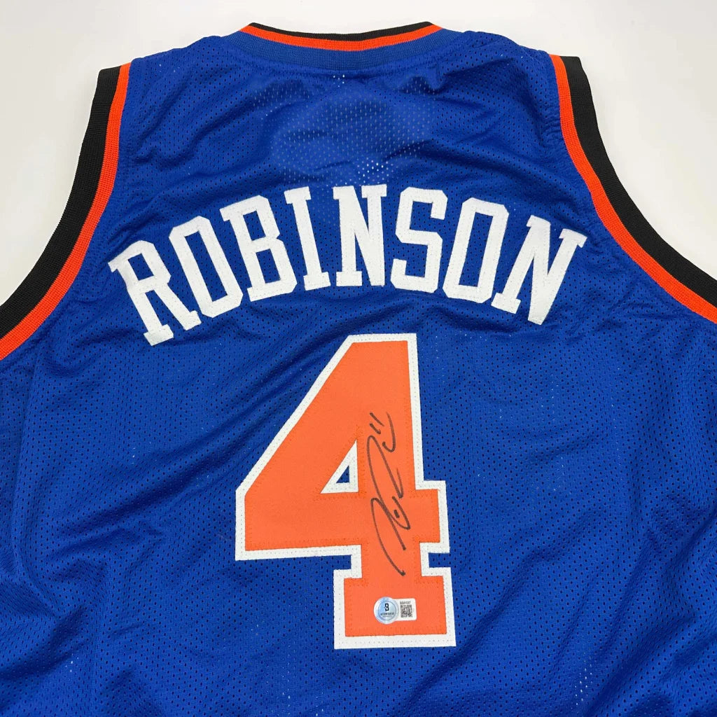 Blue custom jersey with Robinson 4 for professional sports fans and sports league collectors