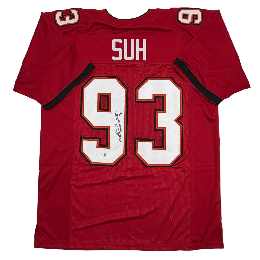 Autographed Ndamukong Suh Tampa Bay Red Football Jersey Beckett BAS COA | Hall of Fame Sports Memorabilia | vintageantiquesgifts.com