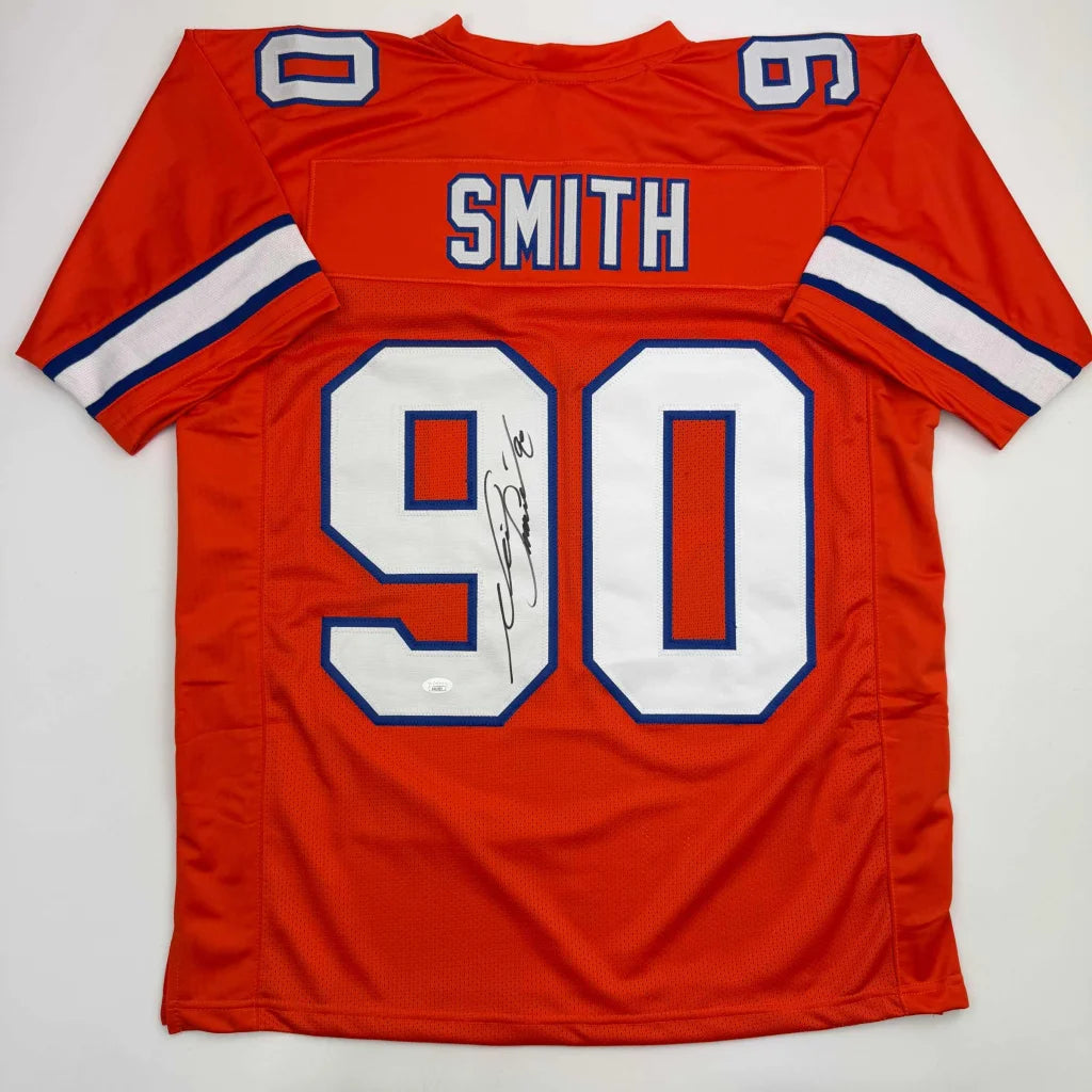 Custom Neil Smith autographed orange jersey with JSA COA