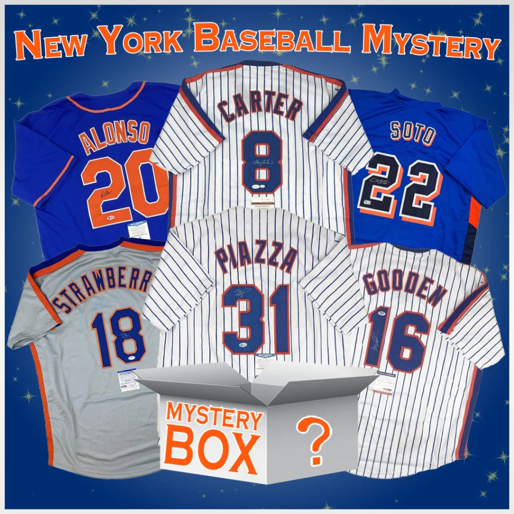 Six signed New York baseball jerseys and a mystery box in the baseball jersey mystery collection
