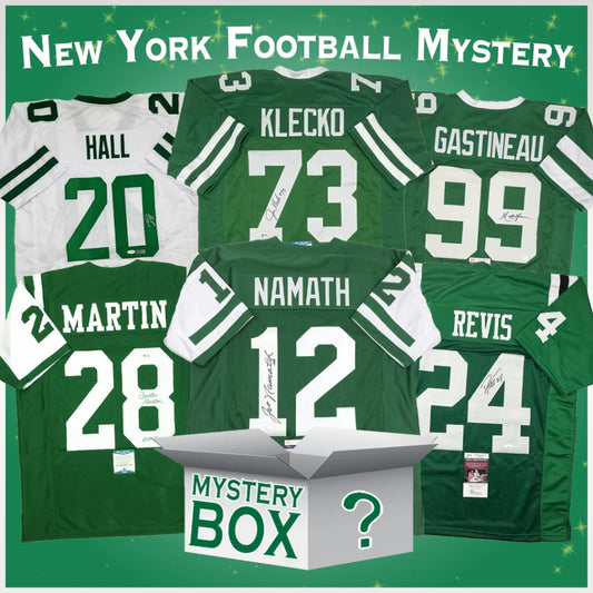 Autographed New York Football Jersey Mystery Box with PSA JSA or Beckett COA | Hall of Fame Sports Memorabilia | vintageantiquesgifts.com