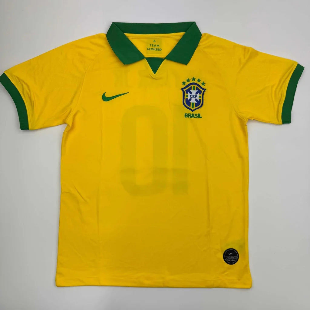 Yellow and green Brazil jersey with third party authentication for authentic Neymar Jr gear