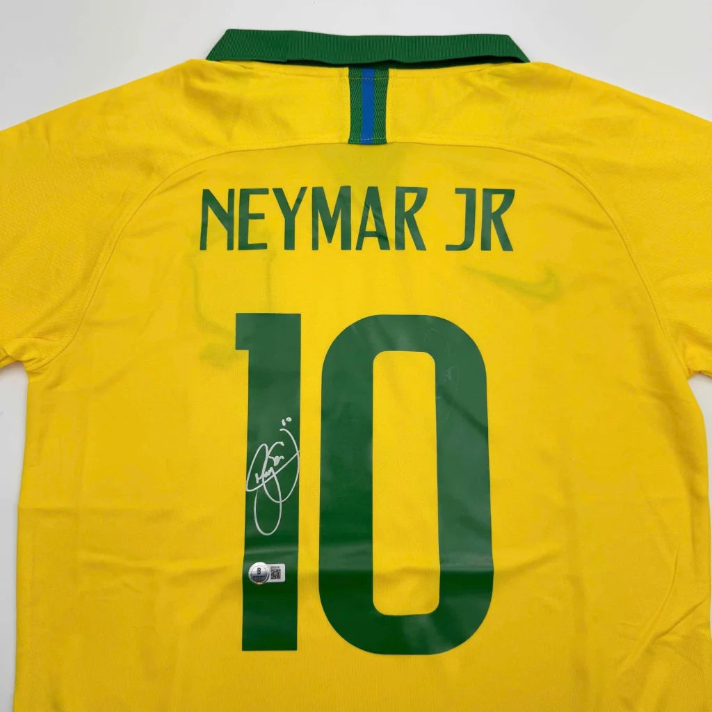 Yellow Neymar Jr Brazil jersey with third party authentication and signature on back