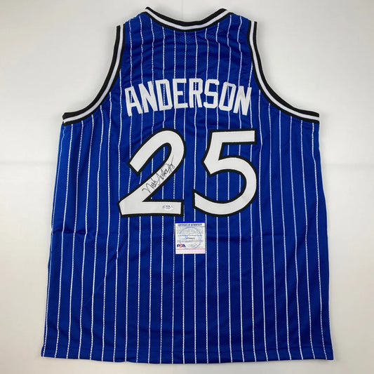 Autographed Nick Anderson Orlando Blue Pinstripe Basketball Jersey PSA/DNA COA | Hall of Fame Sports Memorabilia | vintageantiquesgifts.com