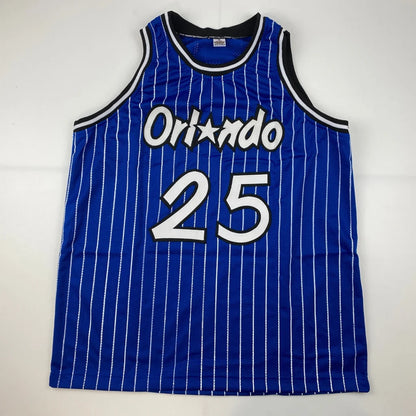 Blue and white pinstriped Orlando basketball jersey with third party authentication