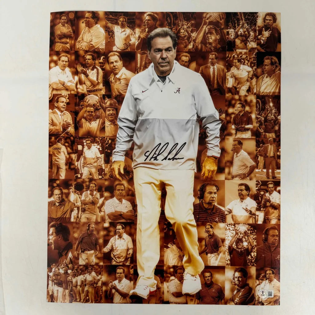 Autographed Nick Saban Alabama Crimson Tide 16x20 College Football Photo PSA/DNA COA | Hall of Fame Sports Memorabilia | vintageantiquesgifts.com