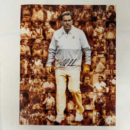Autographed Nick Saban Alabama Crimson Tide 16x20 College Football Photo PSA/DNA COA | Hall of Fame Sports Memorabilia | vintageantiquesgifts.com