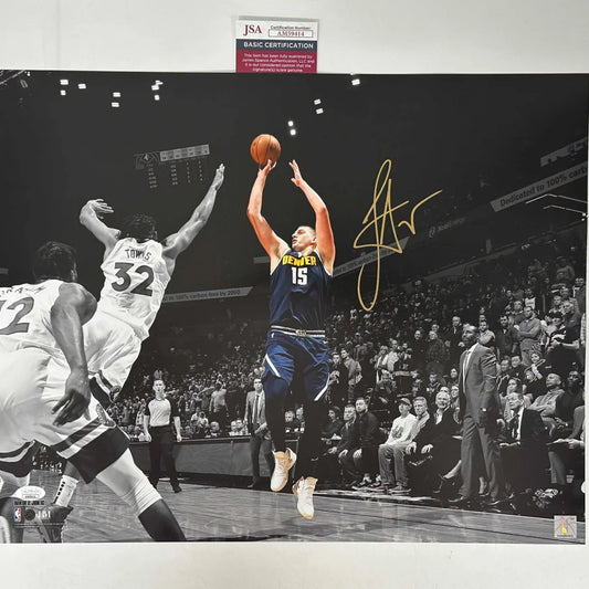 Autographed black and white Nikola Jokic photo with third party authentication