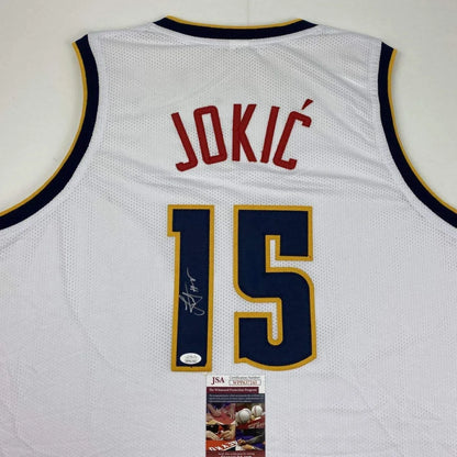 Autographed Nikola Jokic Denver White Basketball Jersey JSA COA | Certified Authentic Signed Memorabilia | vintageantiquesgifts.com