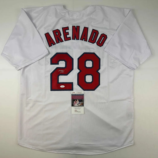 Autographed Nolan Arenado custom jersey with signature, St. Louis white baseball style