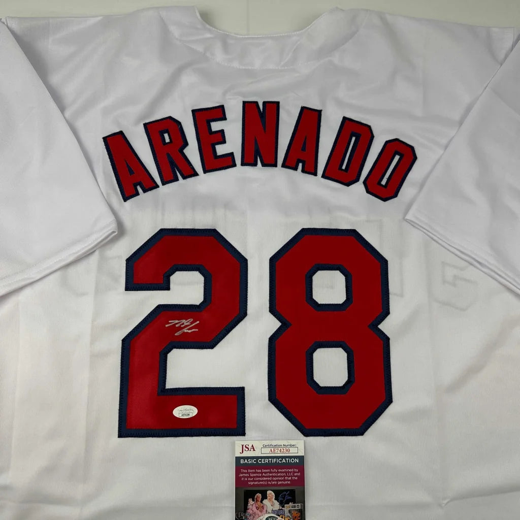 White Arenado custom jersey from Professional Sports League with signature and JSA sticker