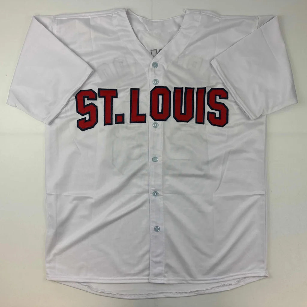 White custom jersey with ST. LOUIS text for professional sports league fans