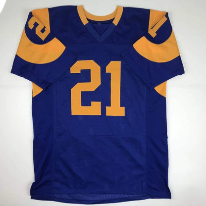 Autographed Nolan Cromwell Los Angeles Rams blue jersey number 21 JSA COA