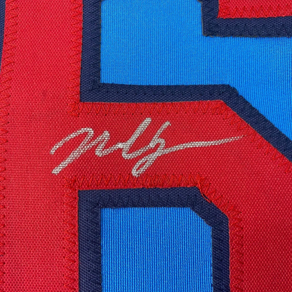 Autographed Nolan Gorman St. Louis Cardinals custom jersey with red blue geometric fabric
