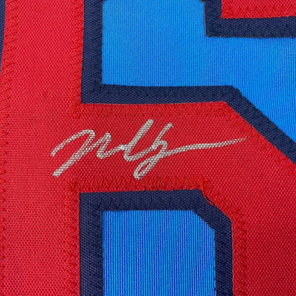 Autographed Nolan Gorman St. Louis Cardinals custom jersey with red blue geometric fabric