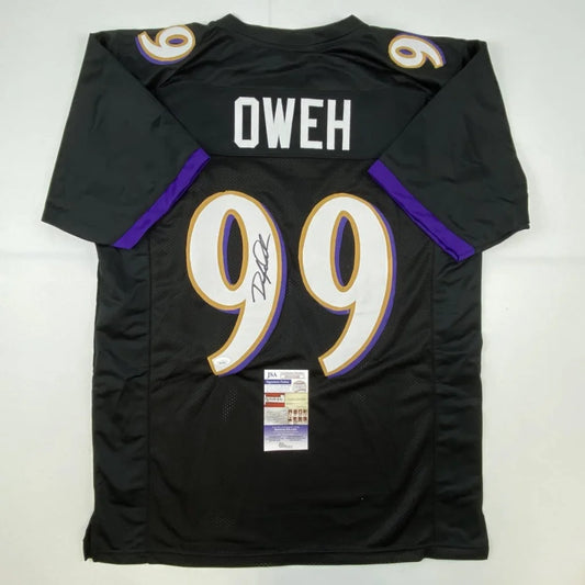 Signed Baltimore Ravens black custom jersey with Oweh 99 autographed collectible for professional sports fans