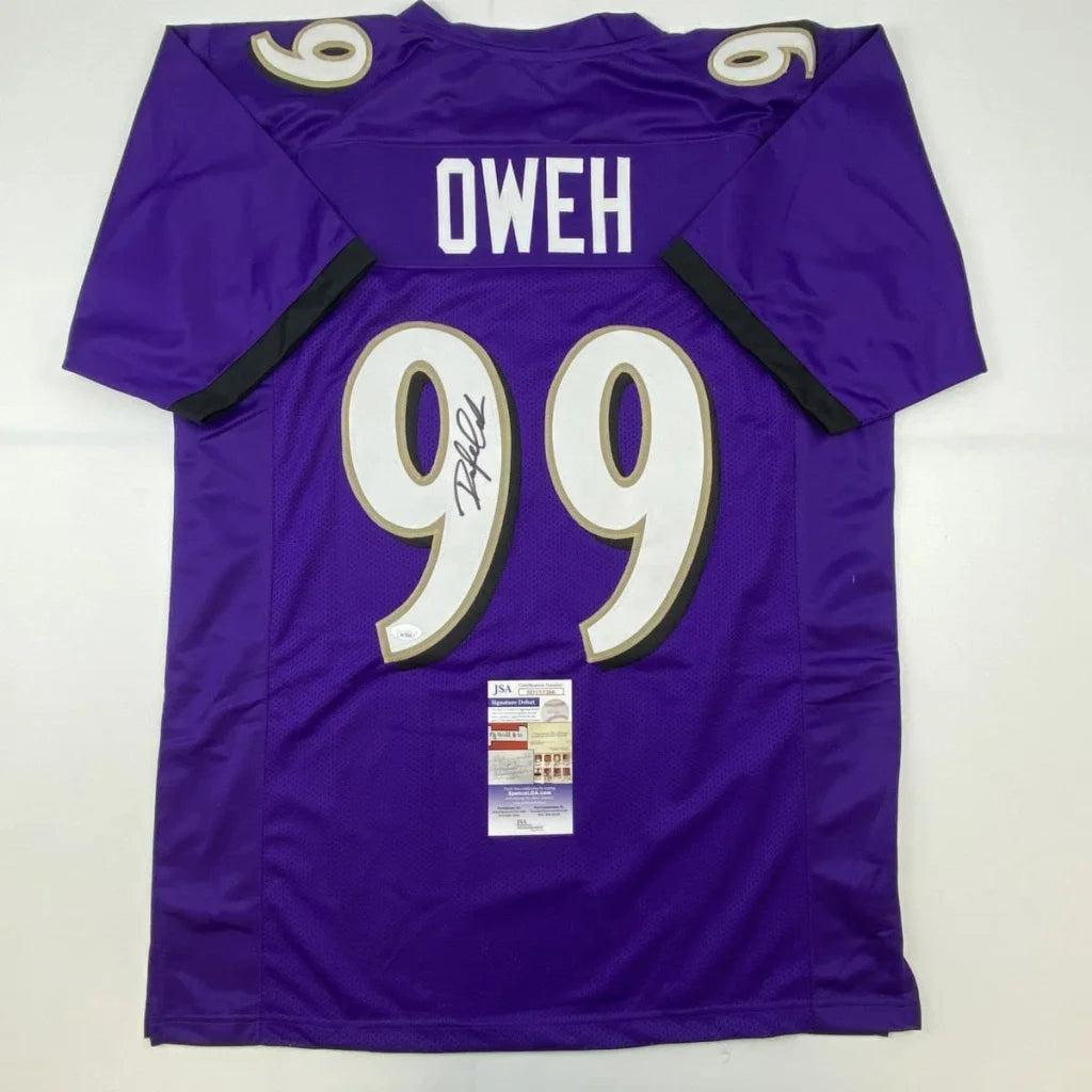 Autographed Odafe Oweh purple Baltimore Ravens custom jersey, JSA COA