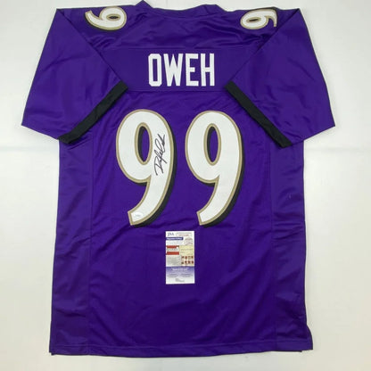 Autographed Odafe Oweh purple Baltimore Ravens custom jersey, JSA COA