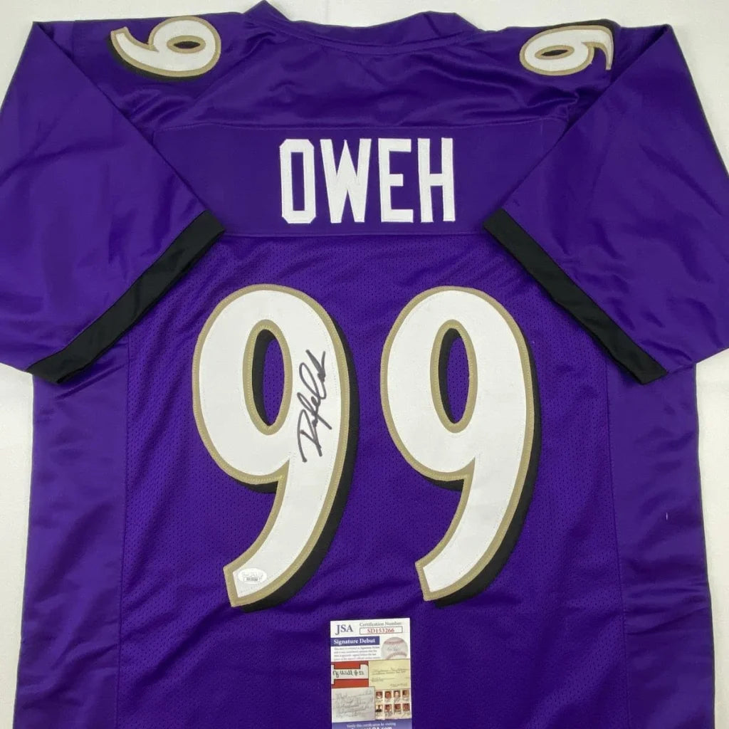 Autographed Odafe Oweh purple Baltimore Ravens custom jersey with number 99