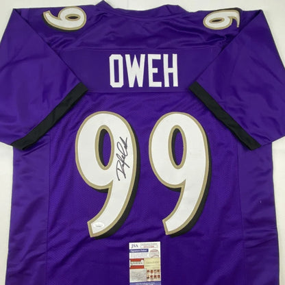 Autographed Odafe Oweh purple Baltimore Ravens custom jersey with number 99