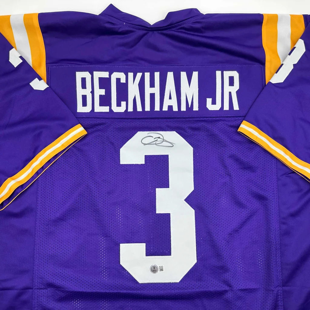 Purple Odell Beckham custom jersey with Beckham Jr name and number 3