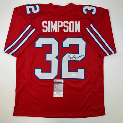 Red OJ Simpson #32 autographed custom jersey with JSA COA for Simpson Buffalo Red fans