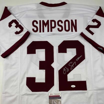 Autographed OJ Simpson USC white custom jersey, number 32