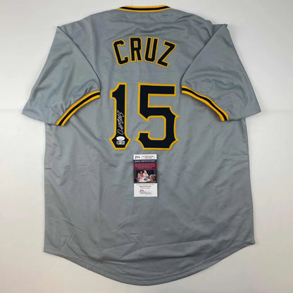 Autographed Oneil Cruz Pittsburgh Grey Baseball Jersey JSA COA | Hall of Fame Sports Memorabilia | vintageantiquesgifts.com