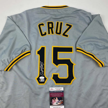 Autographed Oneil Cruz Pittsburgh Grey Baseball Jersey JSA COA | Certified Authentic Signed Memorabilia | vintageantiquesgifts.com