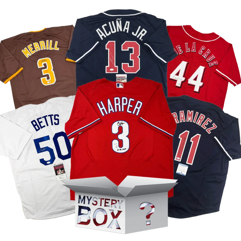 Autographed red Harper Phillies baseball jersey mystery box with COA