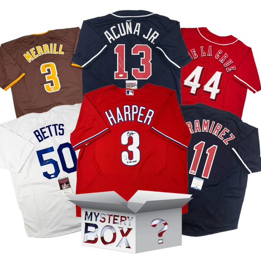 Autographed Opening Day 2025 Baseball Jersey Mystery Box with PSA JSA or Beckett COA | Hall of Fame Sports Memorabilia | vintageantiquesgifts.com
