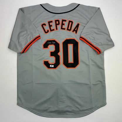 Autographed Orlando Cepeda San Francisco Grey Baseball Jersey Beckett BAS COA | Hall of Fame Sports Memorabilia | vintageantiquesgifts.com