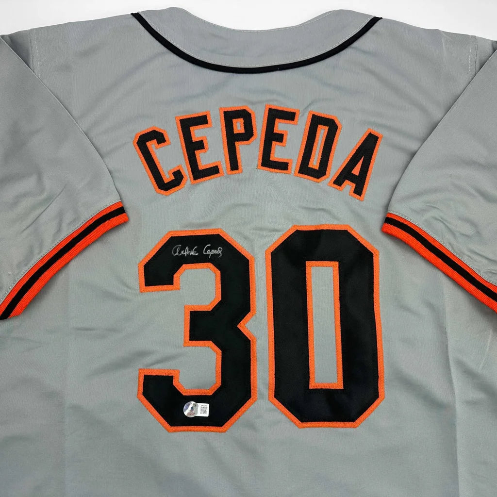 Autographed Orlando Cepeda San Francisco Grey Baseball Jersey Beckett BAS COA | Certified Authentic Signed Memorabilia | vintageantiquesgifts.com