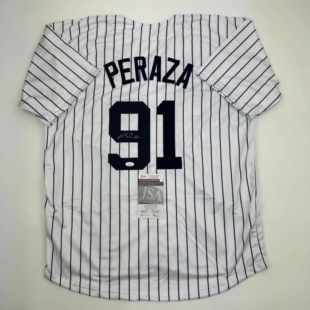 White PERAZA 91 signed professional sports league jersey with autograph, perfect collectible