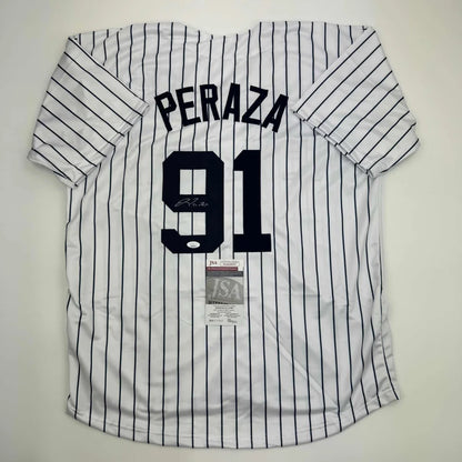 White PERAZA 91 signed professional sports league jersey with autograph, perfect collectible