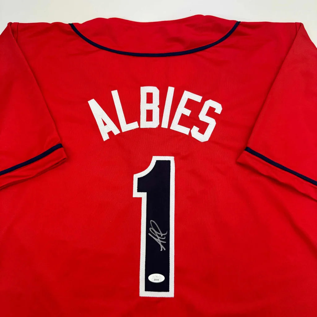 Autographed Ozzie Albies Atlanta Red Baseball Jersey JSA COA | Certified Authentic Signed Memorabilia | vintageantiquesgifts.com
