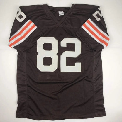 Autographed Ozzie Newsome custom jersey, black with white 82, Cleveland Browns professional sports