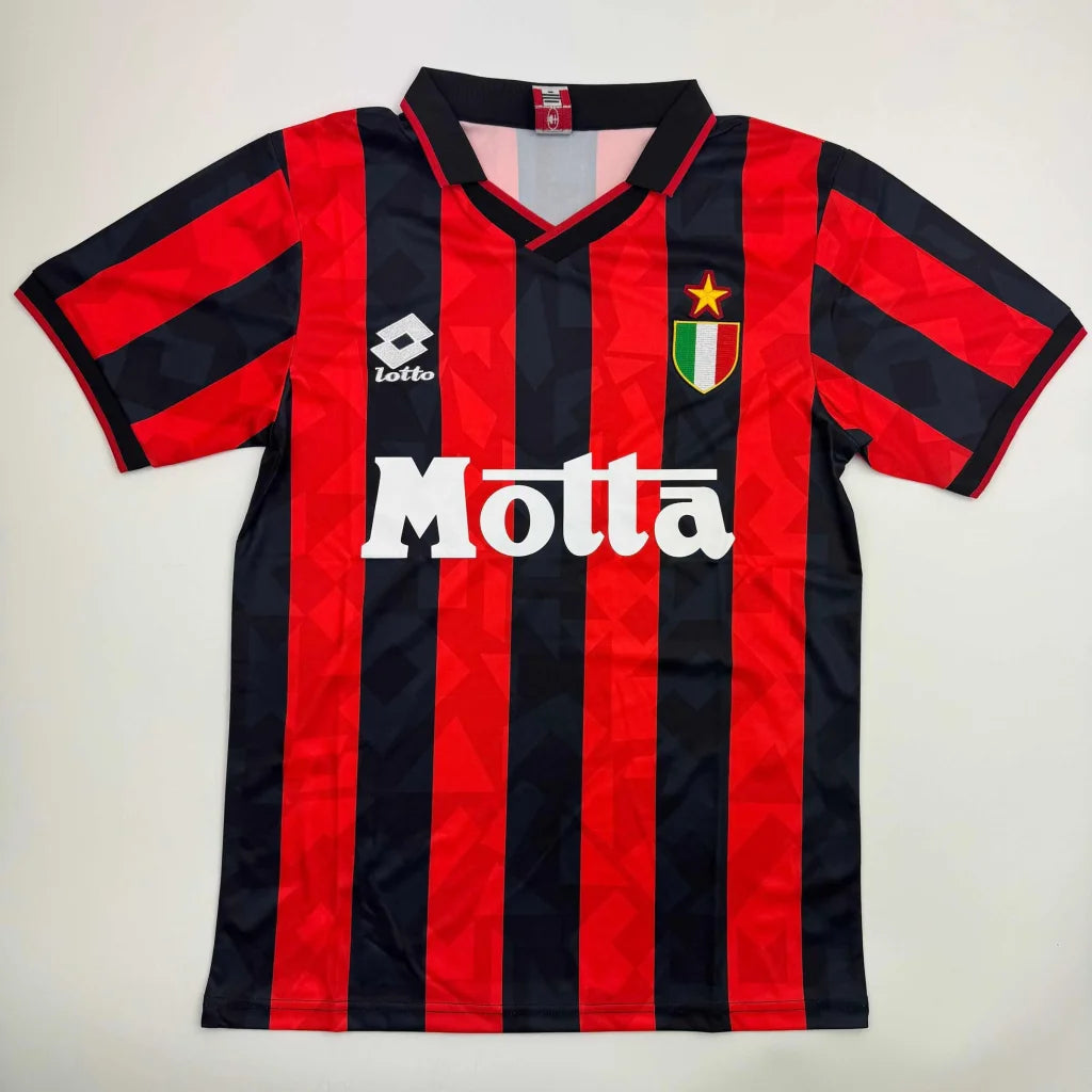 Autographed Paolo Maldini AC Milan custom jersey with Motta, red black stripes