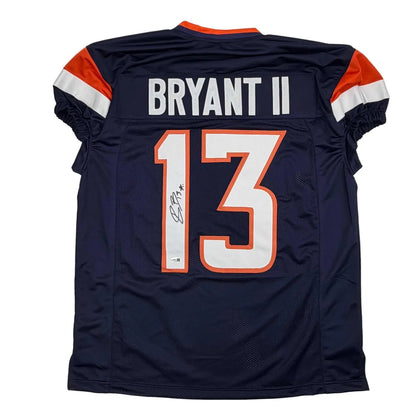 Autographed/Signed Pat Bryant II Denver Blue Pro Cut Football Jersey JSA COA