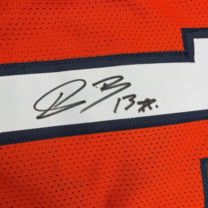 Signed Pat Bryant custom orange mesh jersey with white stripe and black 13 patch