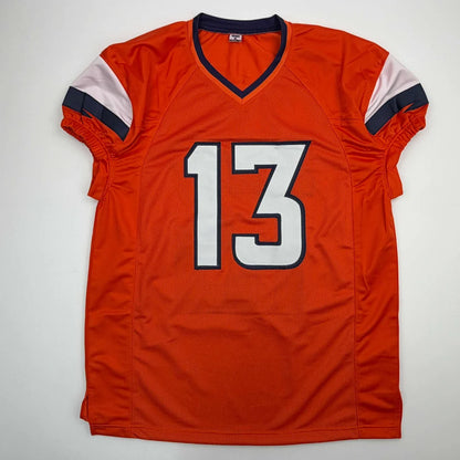 Pat Bryant signed orange custom jersey with 13, white navy accents