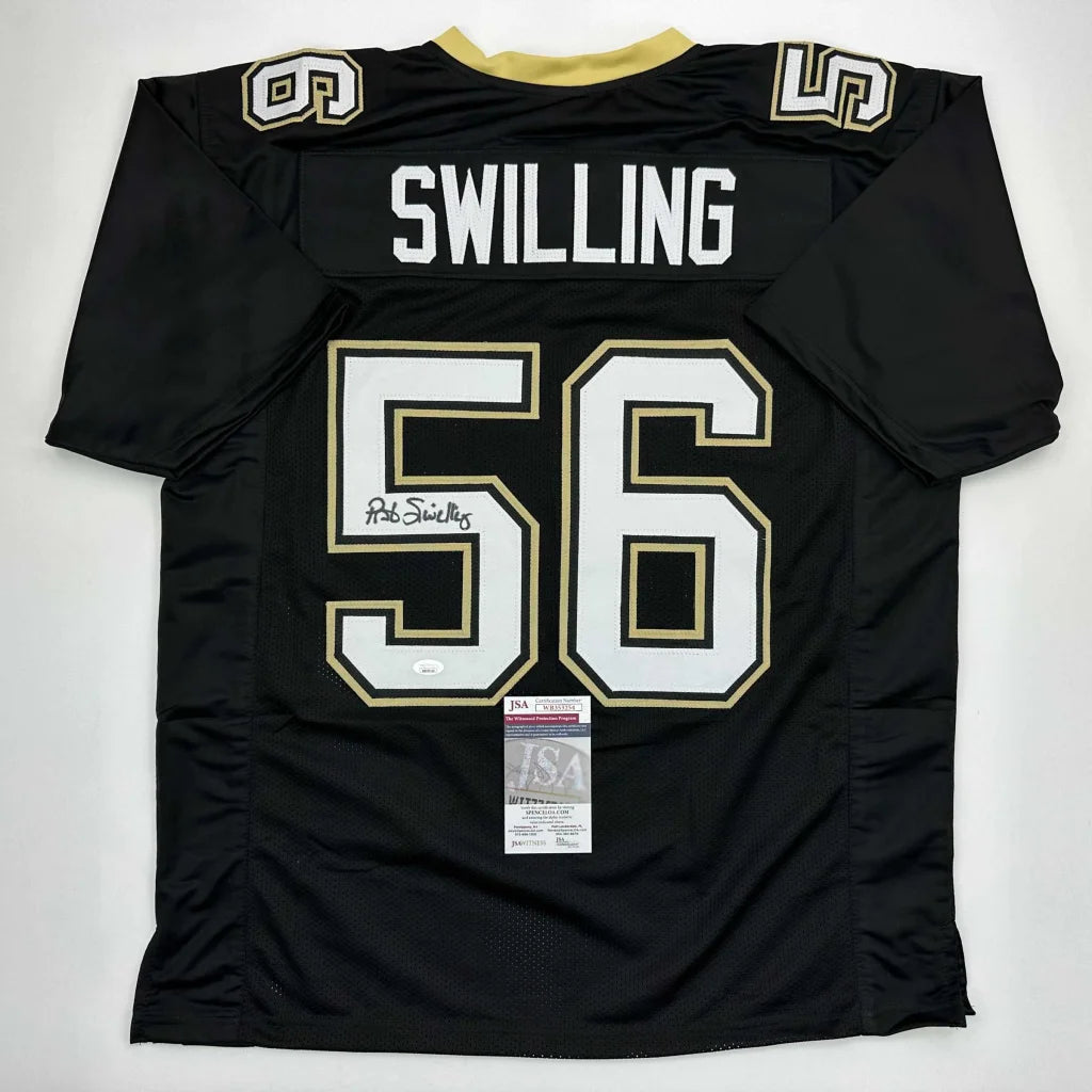 Autographed Pat Swilling New Orleans Black Football Jersey JSA COA | Hall of Fame Sports Memorabilia | vintageantiquesgifts.com