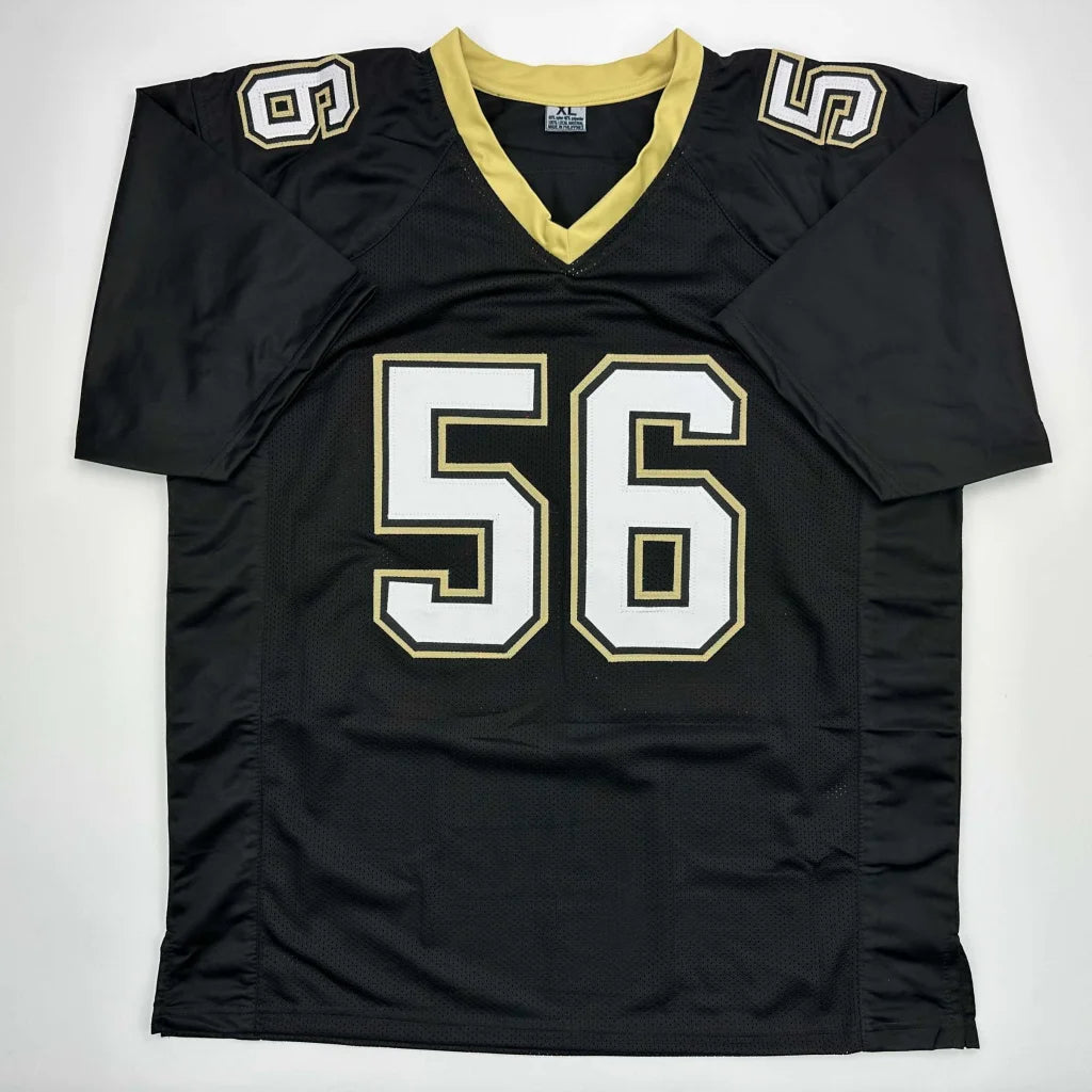 Autographed Pat Swilling New Orleans Black Football Jersey JSA COA | Authenticated Signed Sports Jersey | vintageantiquesgifts.com