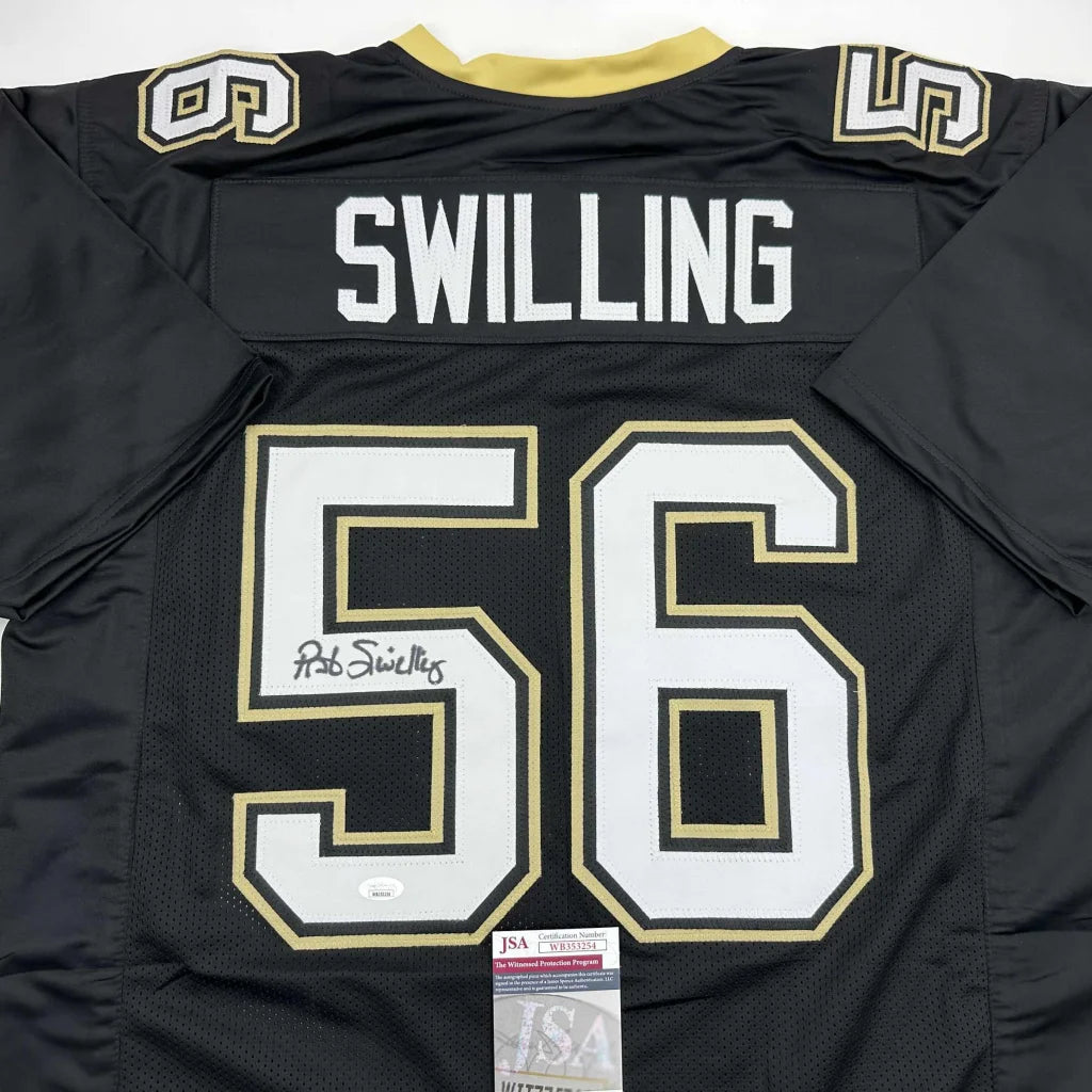 Autographed Pat Swilling New Orleans Black Football Jersey JSA COA | Certified Authentic Signed Memorabilia | vintageantiquesgifts.com
