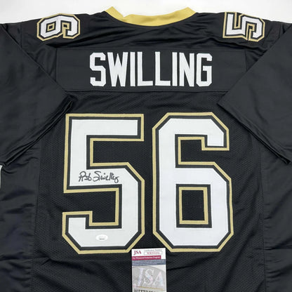 Autographed Pat Swilling New Orleans Black Football Jersey JSA COA | Certified Authentic Signed Memorabilia | vintageantiquesgifts.com