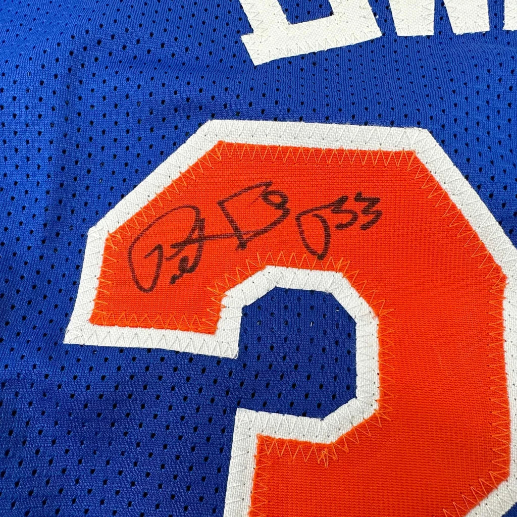Autographed Patrick Ewing New York Blue Basketball Jersey Beckett BAS COA | Authenticated Signed Sports Jersey | vintageantiquesgifts.com