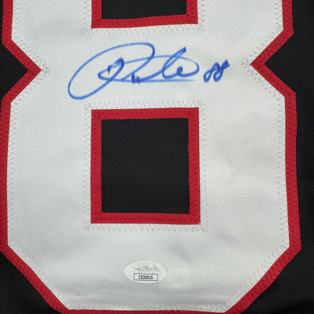 Black KANE 88 sports league jersey with white red 8 and blue signature for professional sports