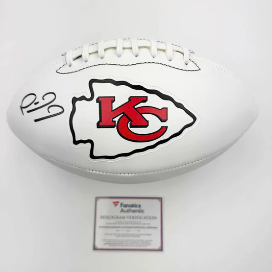 Autographed white Kansas City Chiefs football with third party authentication for authenticity
