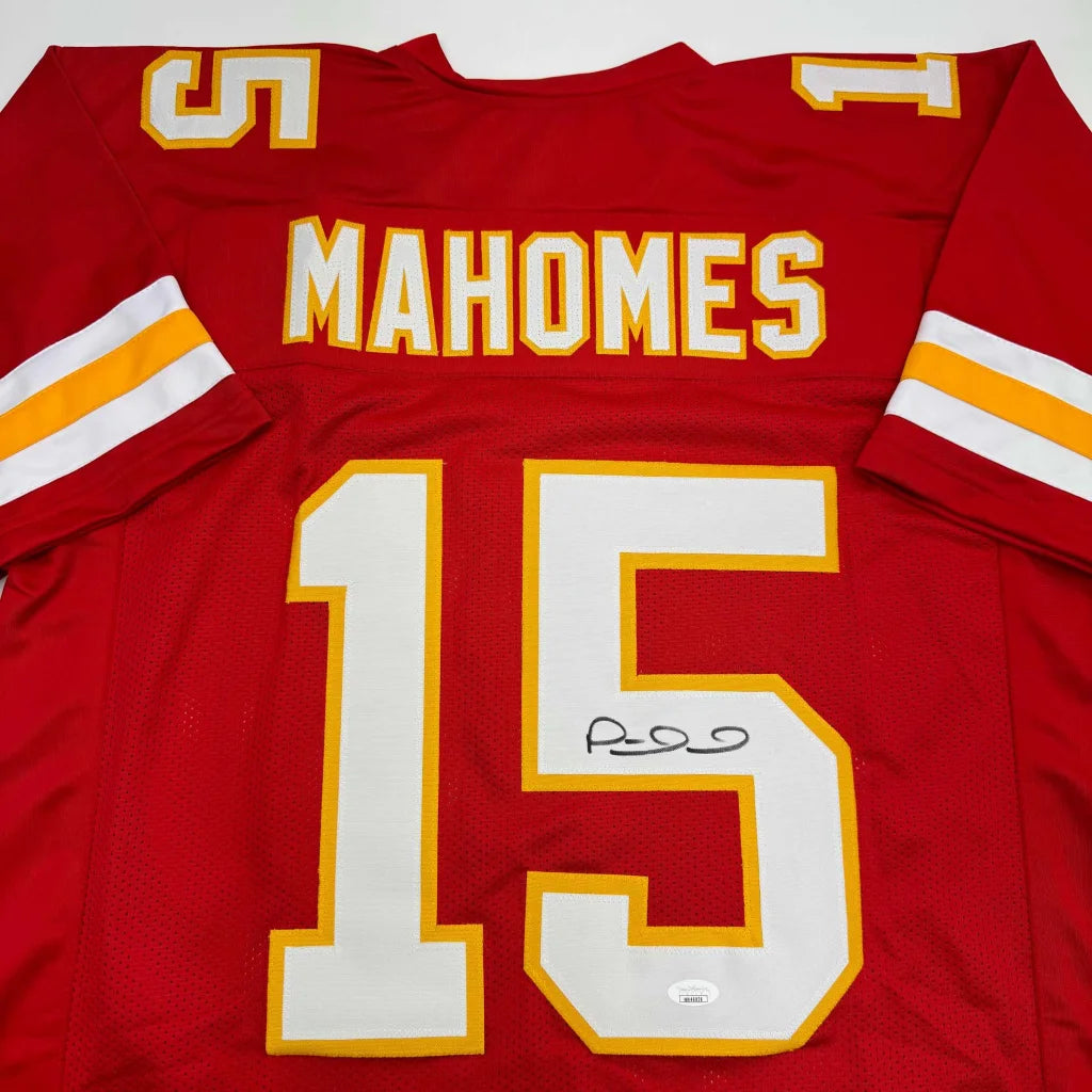 Autographed Patrick Mahomes red Kansas City Chiefs custom jersey with number 15